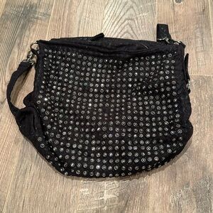 Blue Elegance Woman’s Black Sparkled Purse